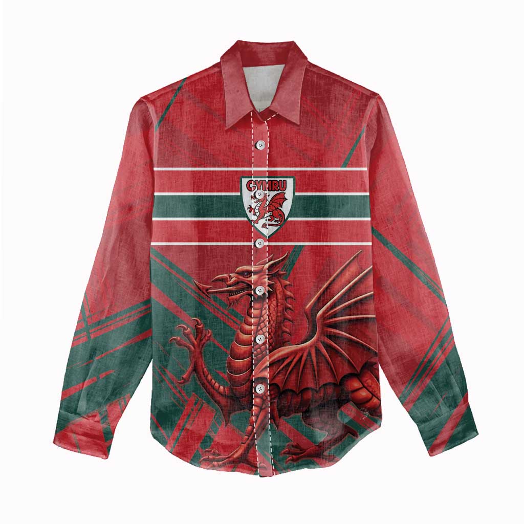 Wales Football Red Dragon Custom Women Casual Shirt Welsh National Team Spirit