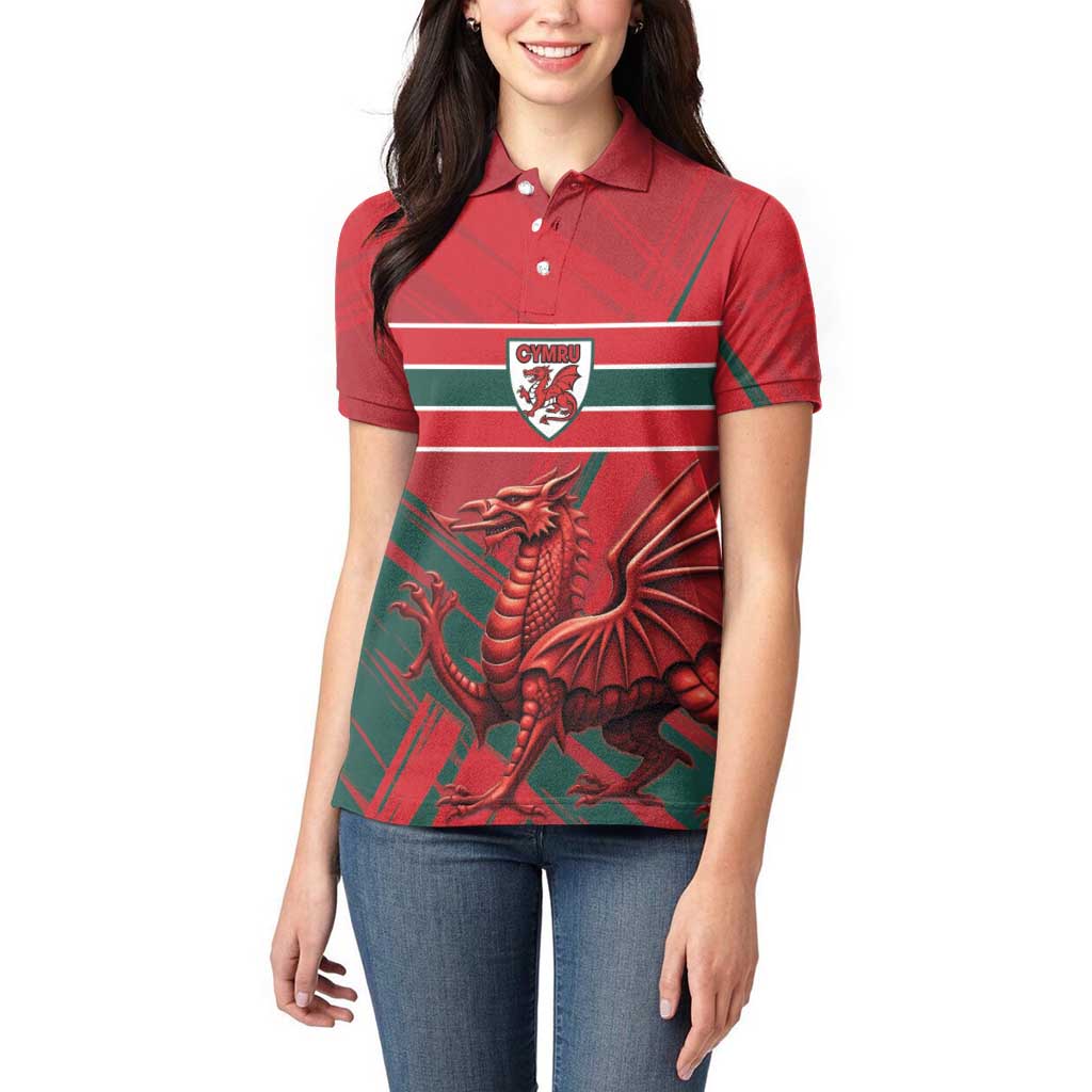Wales Football Red Dragon Custom Women Polo Shirt Welsh National Team Spirit