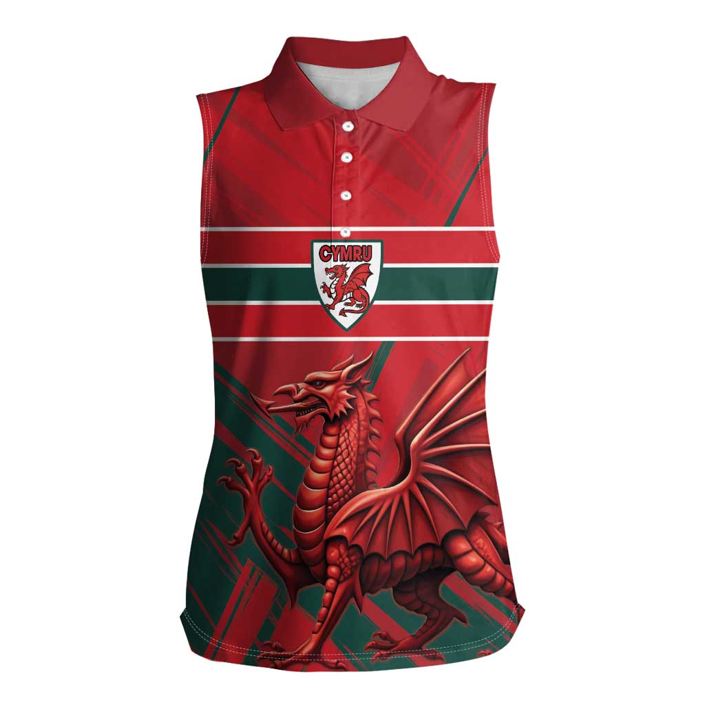 Wales Football Red Dragon Custom Women Sleeveless Polo Shirt Welsh National Team Spirit