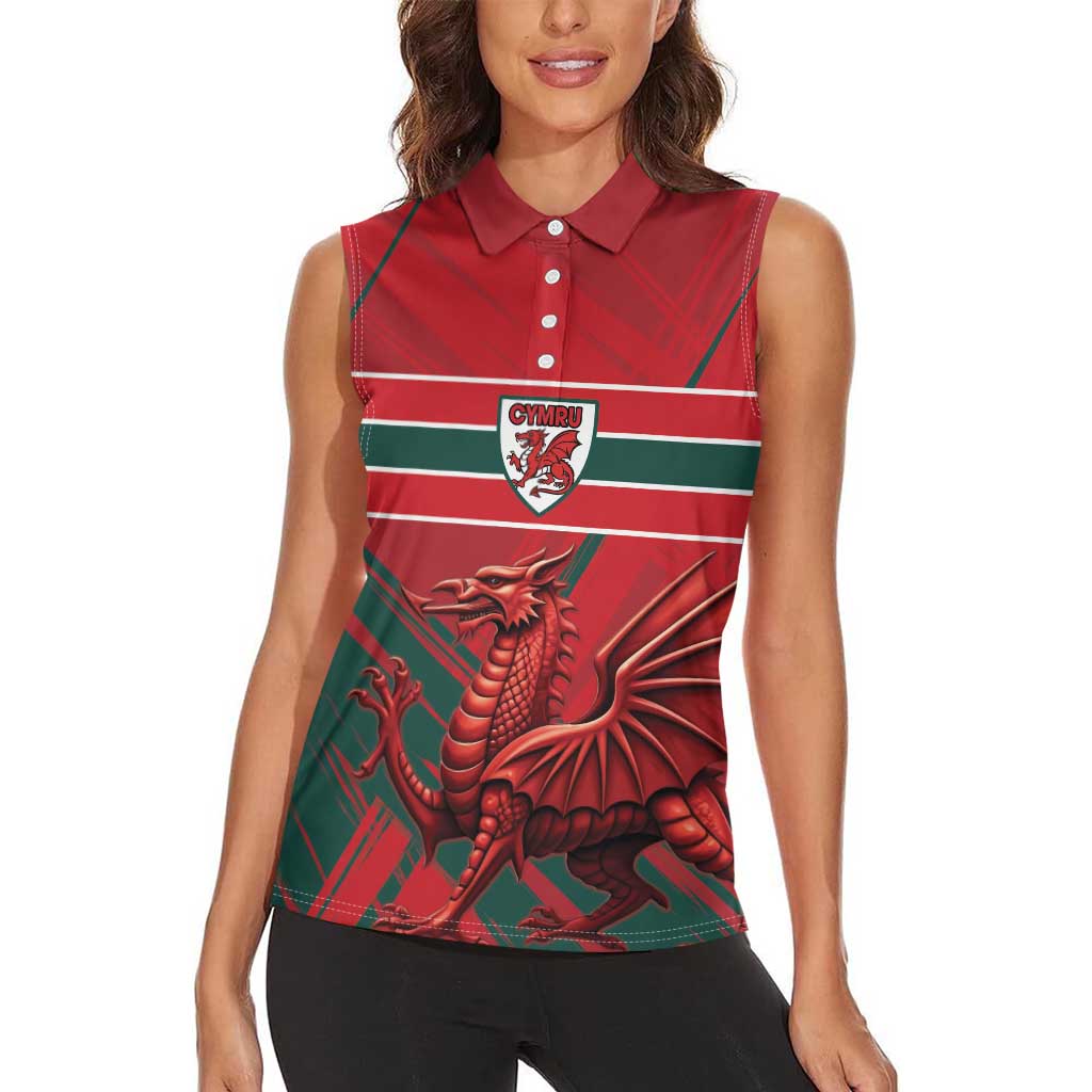 Wales Football Red Dragon Custom Women Sleeveless Polo Shirt Welsh National Team Spirit