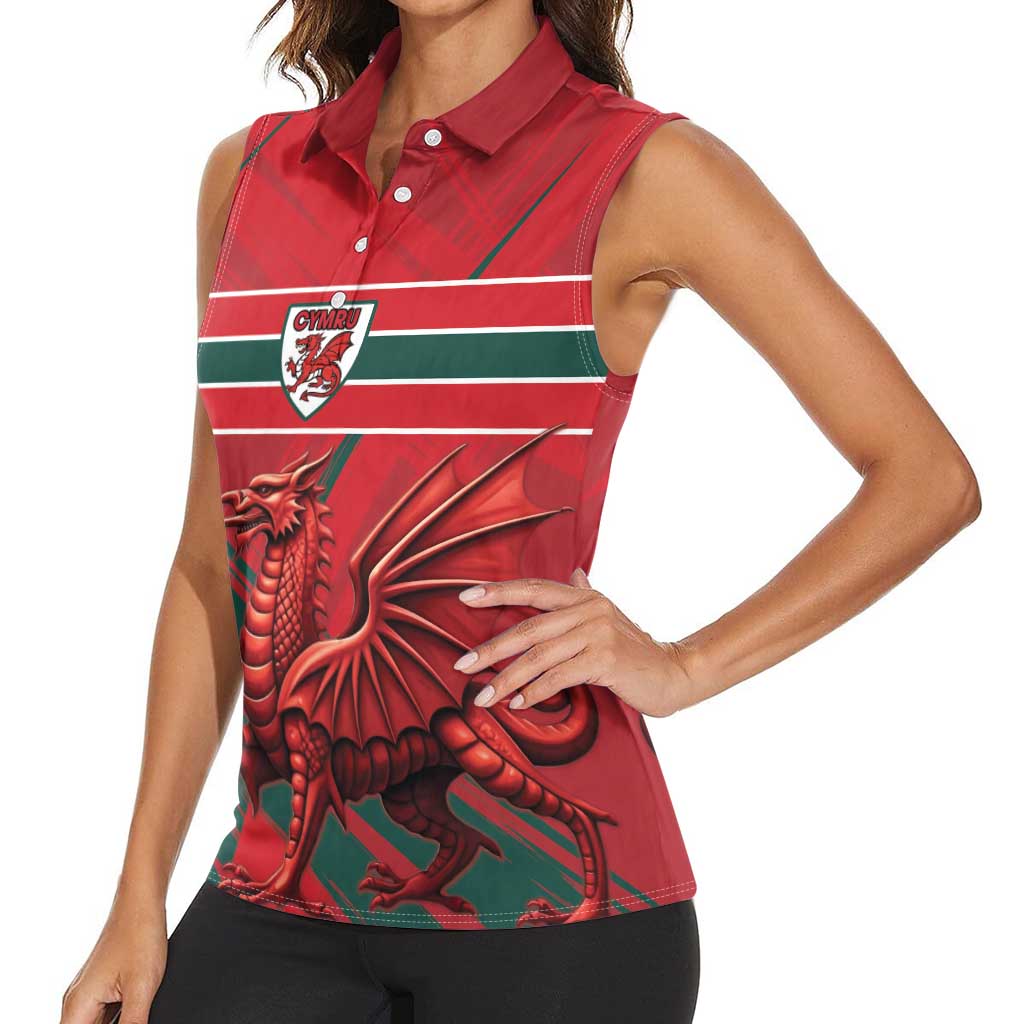 Wales Football Red Dragon Custom Women Sleeveless Polo Shirt Welsh National Team Spirit
