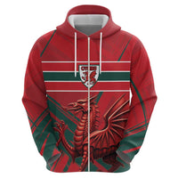 Wales Football Red Dragon Custom Zip Hoodie Welsh National Team Spirit