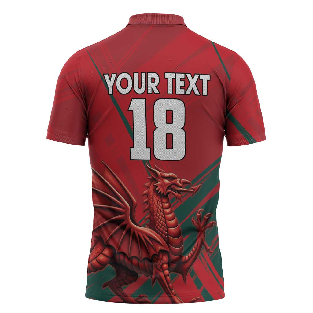 Wales Football Red Dragon Custom Zipper Polo Shirt Welsh National Team Spirit
