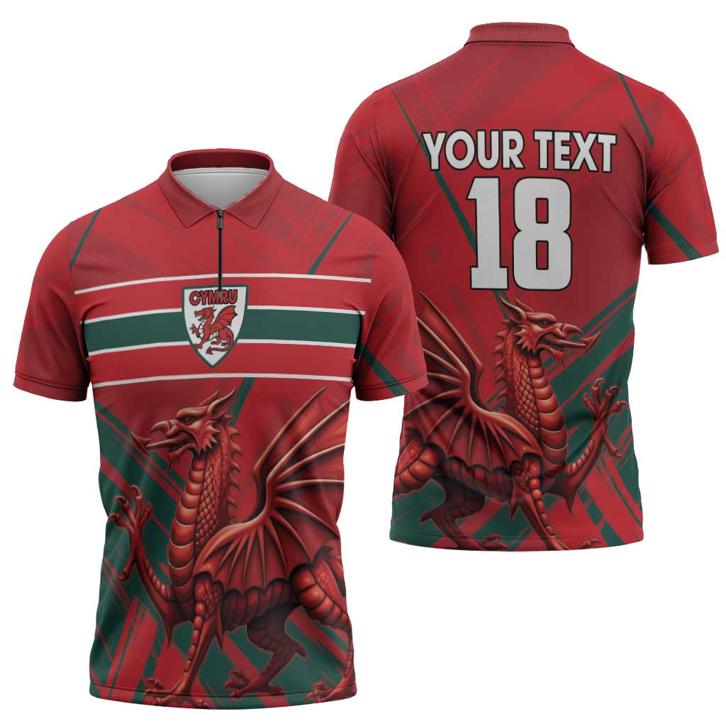 Wales Football Red Dragon Custom Zipper Polo Shirt Welsh National Team Spirit