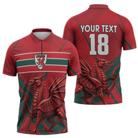 Wales Football Red Dragon Custom Zipper Polo Shirt Welsh National Team Spirit