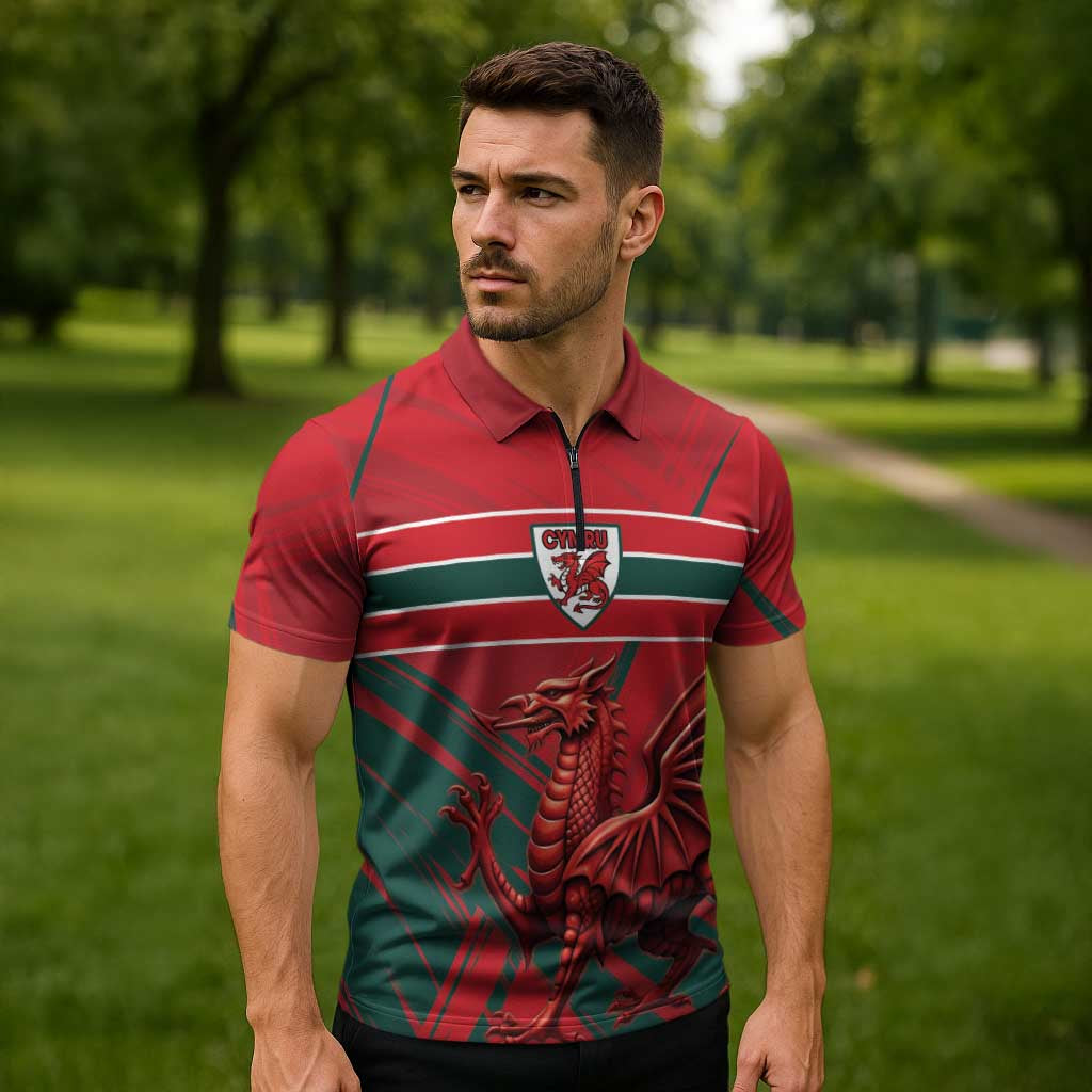 Wales Football Red Dragon Custom Zipper Polo Shirt Welsh National Team Spirit