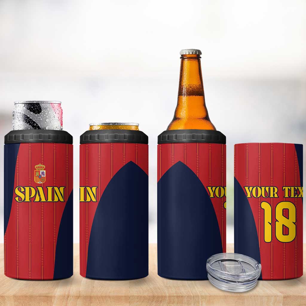 Custom Spain Football 4 in 1 Can Cooler Tumbler La Roja National Pride