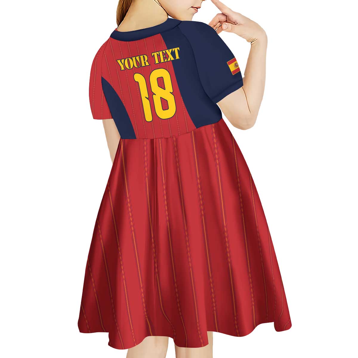 Custom Spain Football Kid Short Sleeve Dress La Roja National Pride