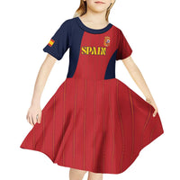Custom Spain Football Kid Short Sleeve Dress La Roja National Pride