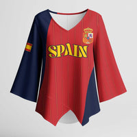 Custom Spain Football Kimono Sleeve Blouse La Roja National Pride