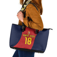 Custom Spain Football Leather Tote Bag La Roja National Pride