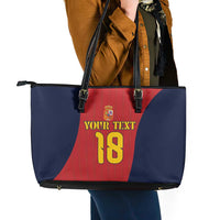 Custom Spain Football Leather Tote Bag La Roja National Pride
