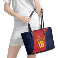 Custom Spain Football Leather Tote Bag La Roja National Pride