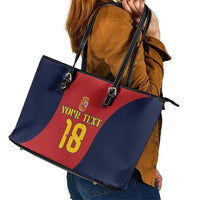 Custom Spain Football Leather Tote Bag La Roja National Pride