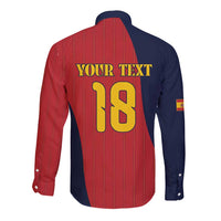 Custom Spain Football Long Sleeve Button Shirt La Roja National Pride