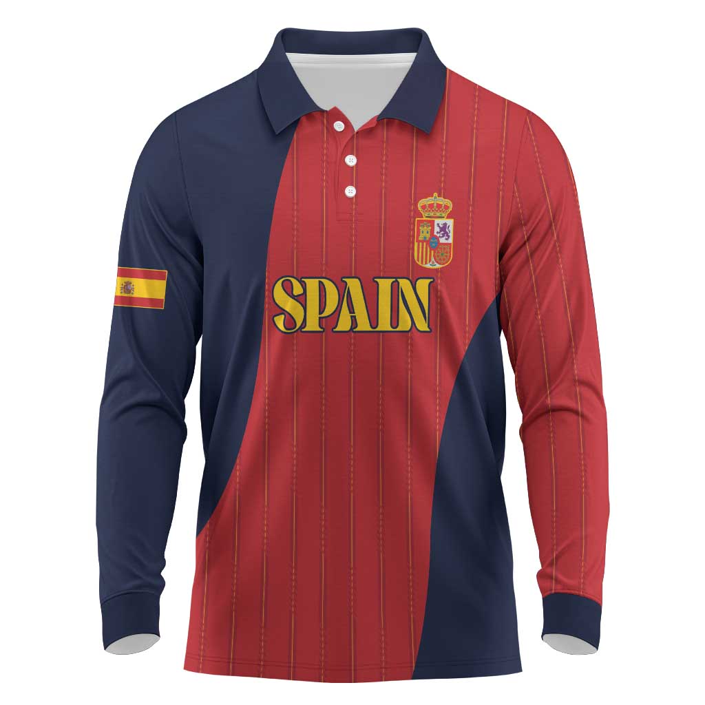 Custom Spain Football Long Sleeve Polo Shirt La Roja National Pride