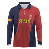 Custom Spain Football Long Sleeve Polo Shirt La Roja National Pride