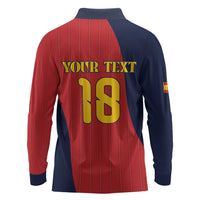 Custom Spain Football Long Sleeve Polo Shirt La Roja National Pride