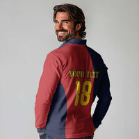 Custom Spain Football Long Sleeve Polo Shirt La Roja National Pride