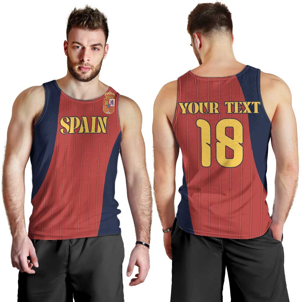 Custom Spain Football Men Tank Top La Roja National Pride