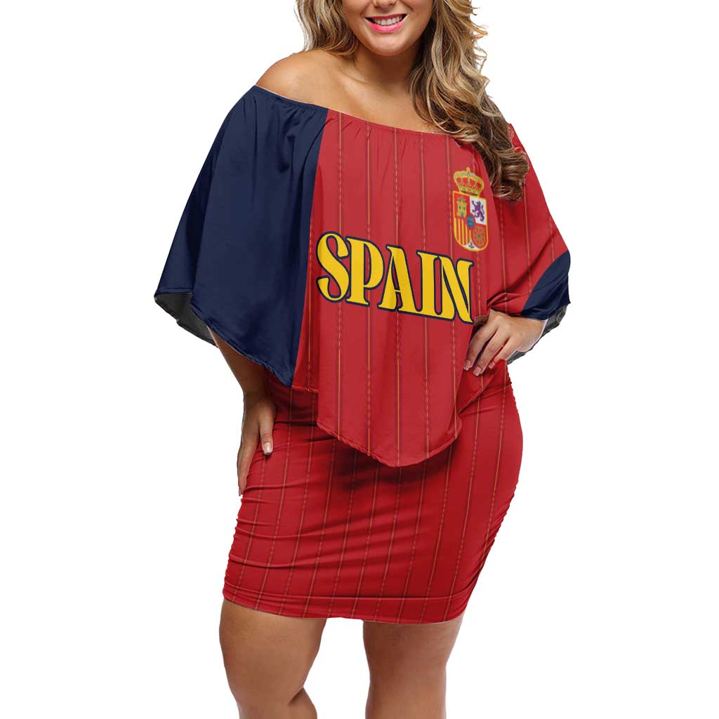 Custom Spain Football Off Shoulder Short Dress La Roja National Pride