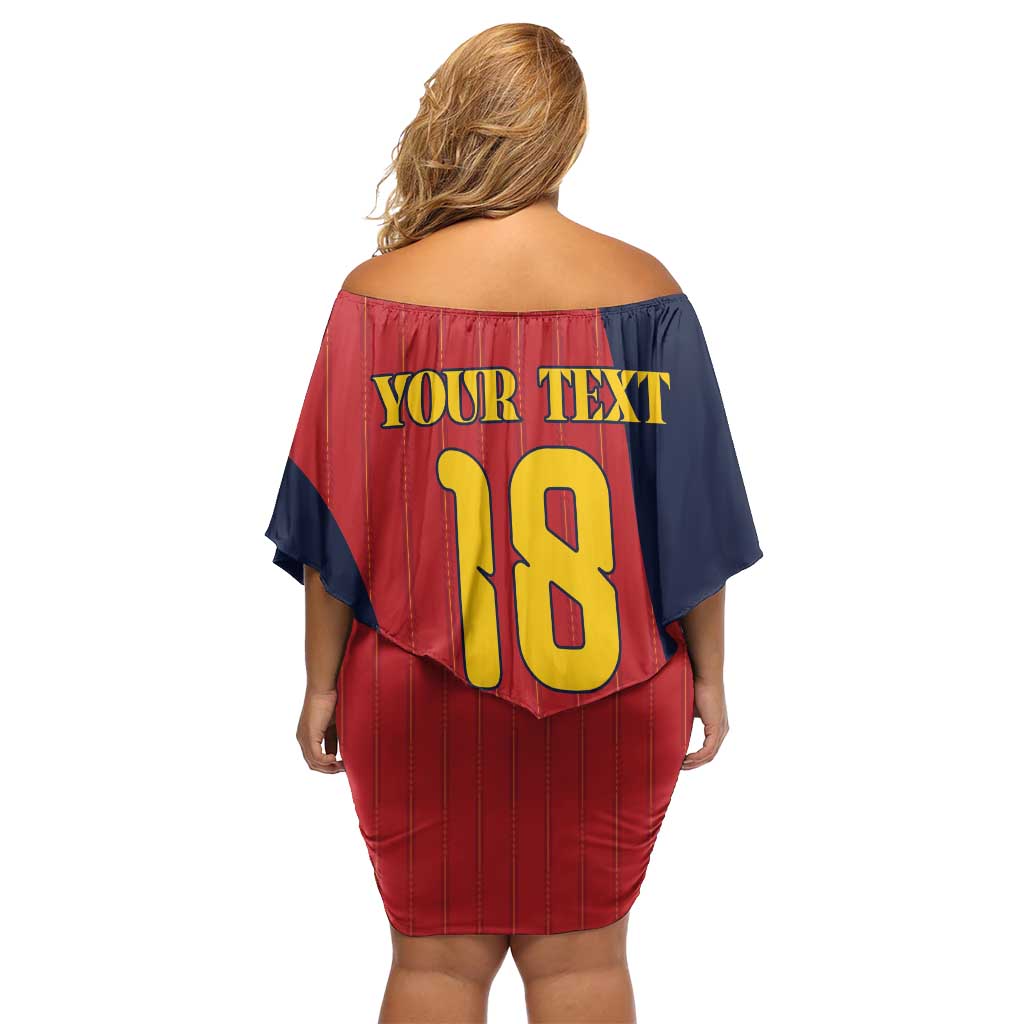 Custom Spain Football Off Shoulder Short Dress La Roja National Pride
