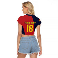 Custom Spain Football Raglan Cropped T Shirt La Roja National Pride