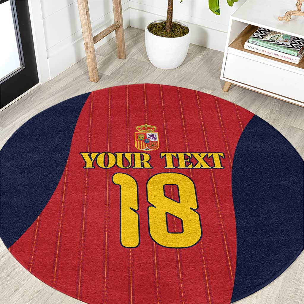 Custom Spain Football Round Carpet La Roja National Pride