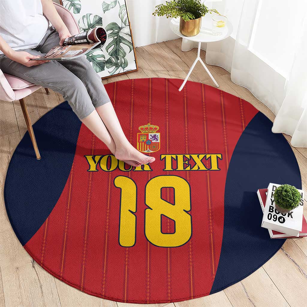 Custom Spain Football Round Carpet La Roja National Pride