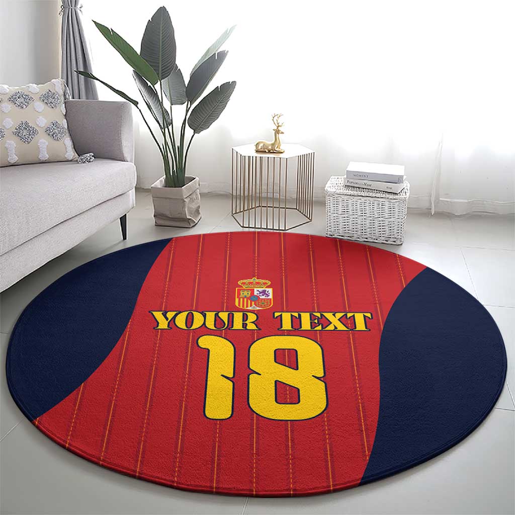 Custom Spain Football Round Carpet La Roja National Pride