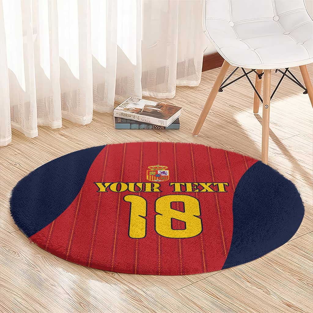 Custom Spain Football Round Carpet La Roja National Pride