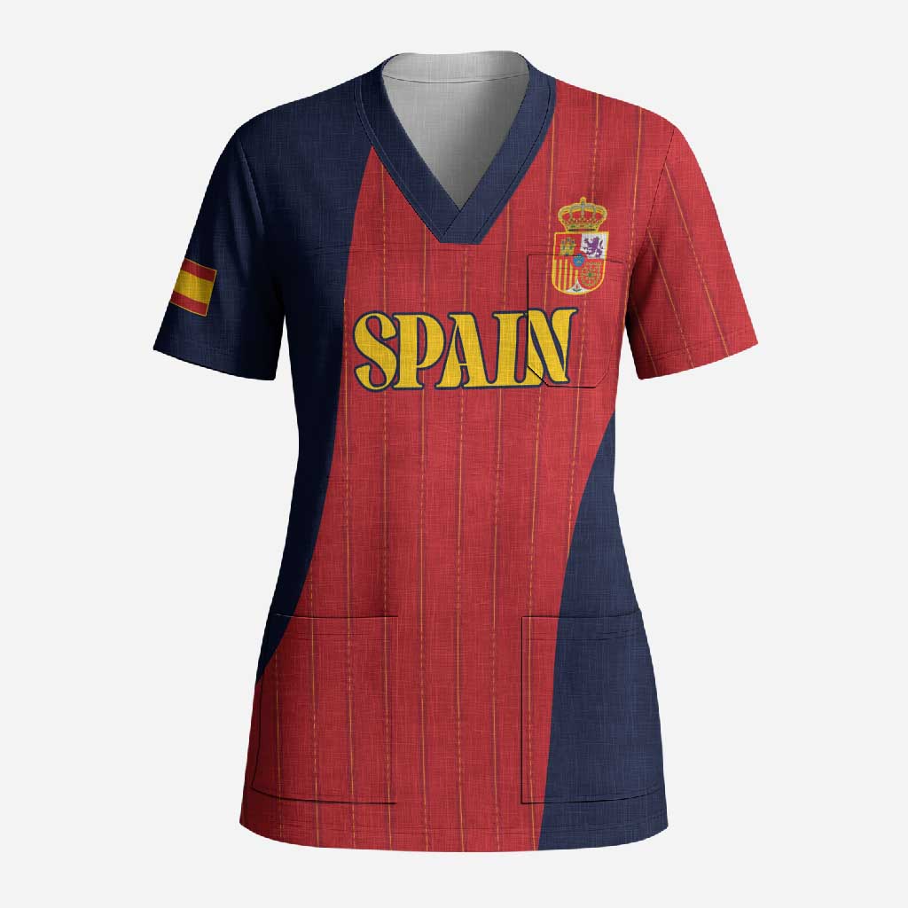 Custom Spain Football Scrub Top La Roja National Pride