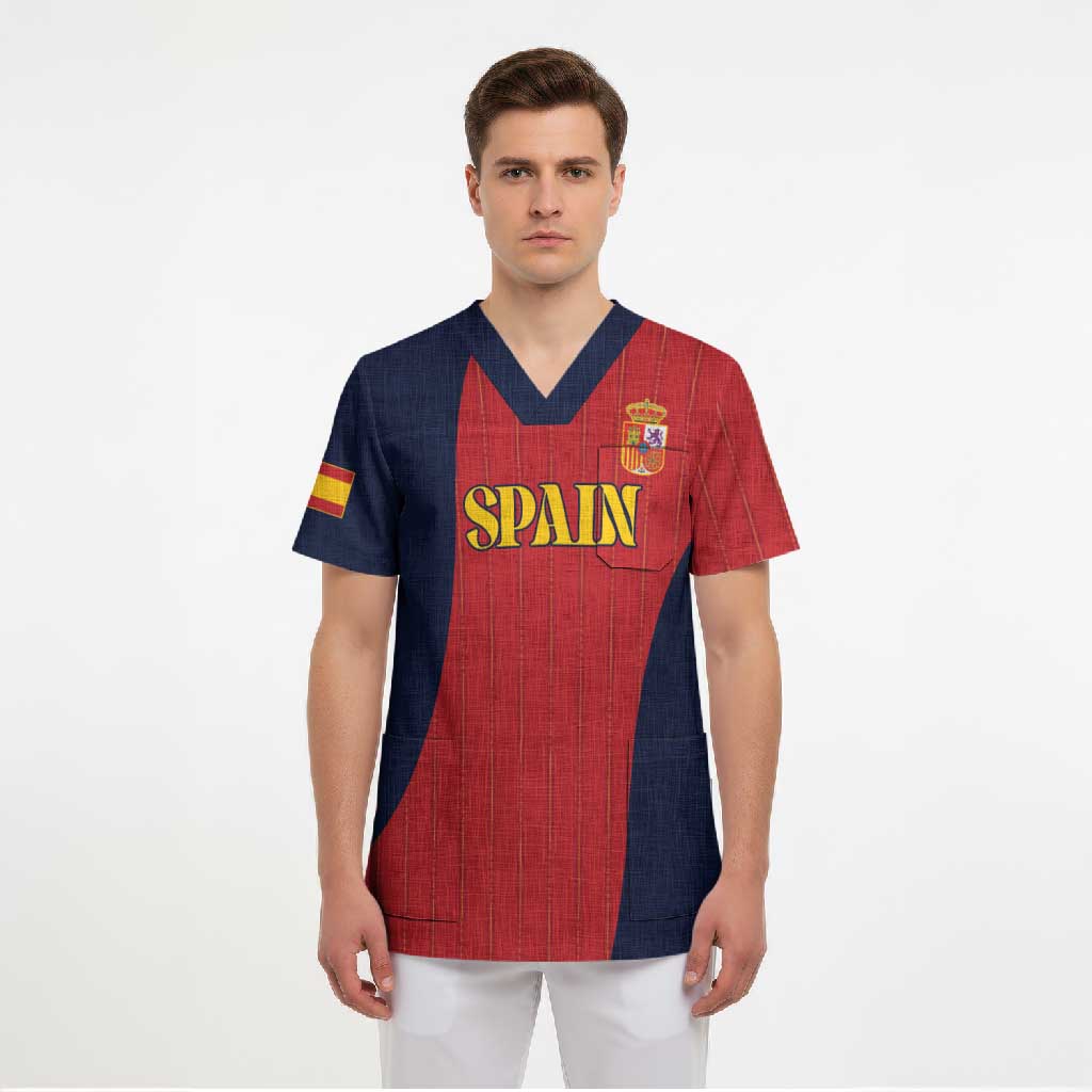 Custom Spain Football Scrub Top La Roja National Pride