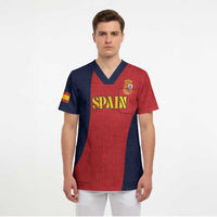 Custom Spain Football Scrub Top La Roja National Pride