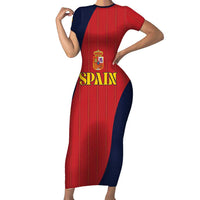 Custom Spain Football Short Sleeve Bodycon Dress La Roja National Pride