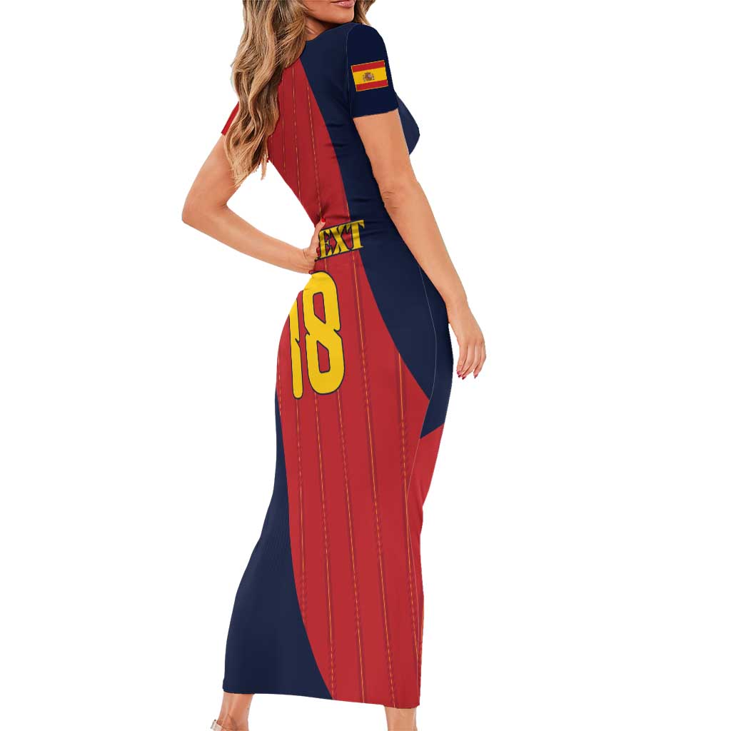 Custom Spain Football Short Sleeve Bodycon Dress La Roja National Pride