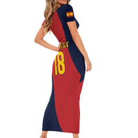 Custom Spain Football Short Sleeve Bodycon Dress La Roja National Pride