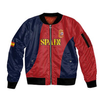 Custom Spain Football Sleeve Zip Bomber Jacket La Roja National Pride