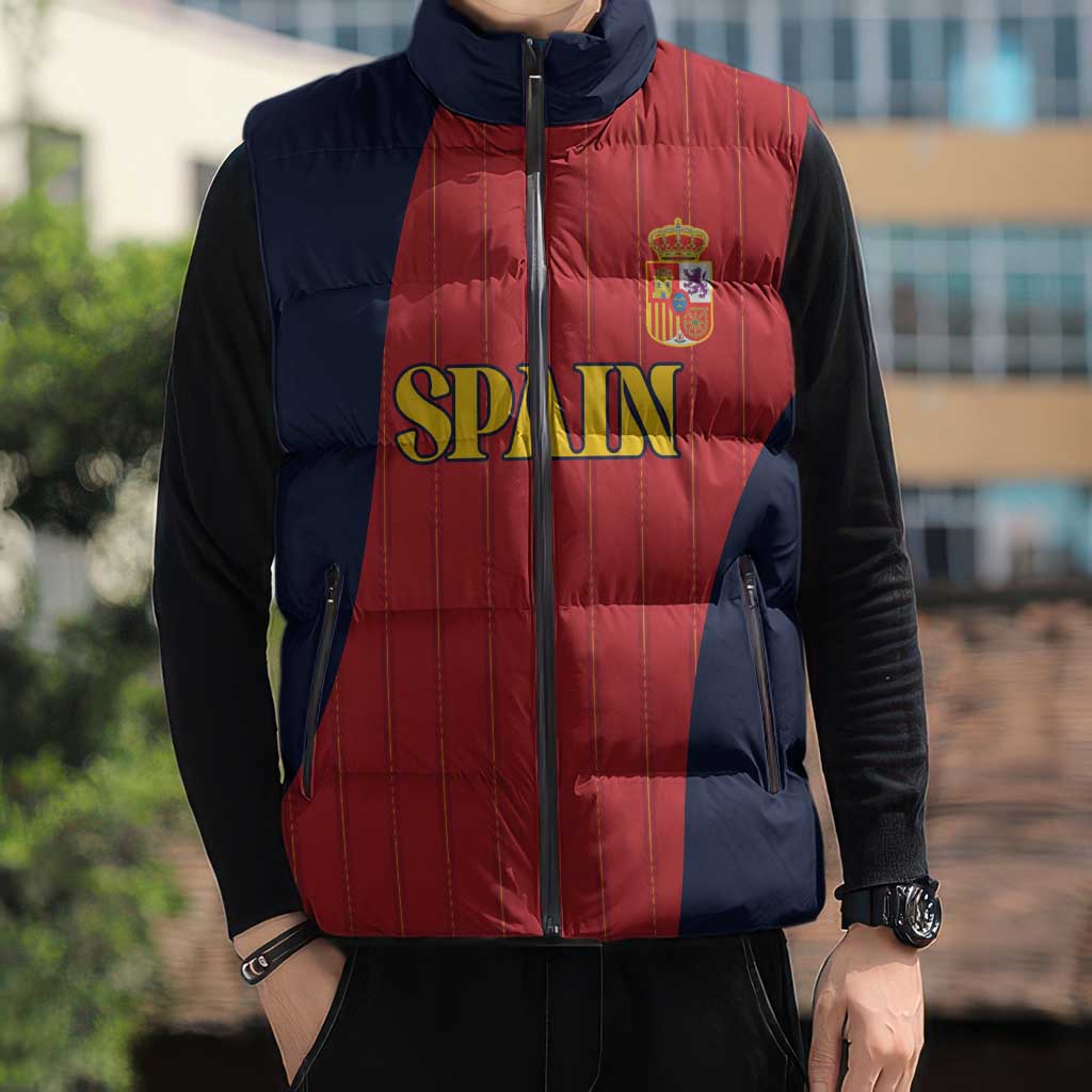 Custom Spain Football Sleeveless Puffer Jacket La Roja National Pride