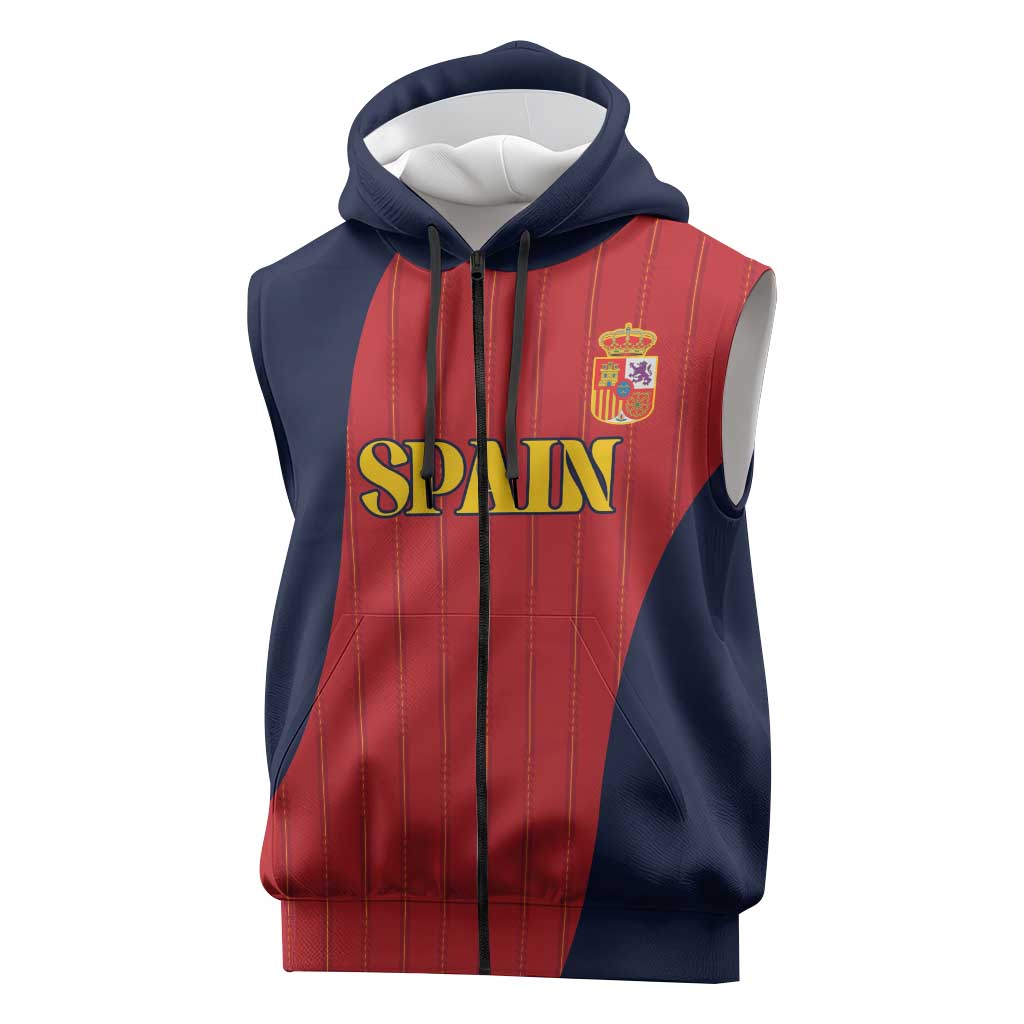 Custom Spain Football Sleeveless Zip Hoodie La Roja National Pride