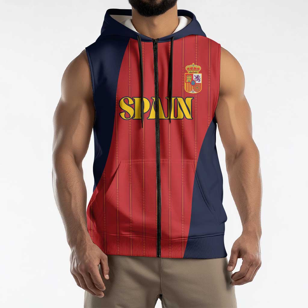 Custom Spain Football Sleeveless Zip Hoodie La Roja National Pride