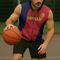 Custom Spain Football Sleeveless Zip Hoodie La Roja National Pride