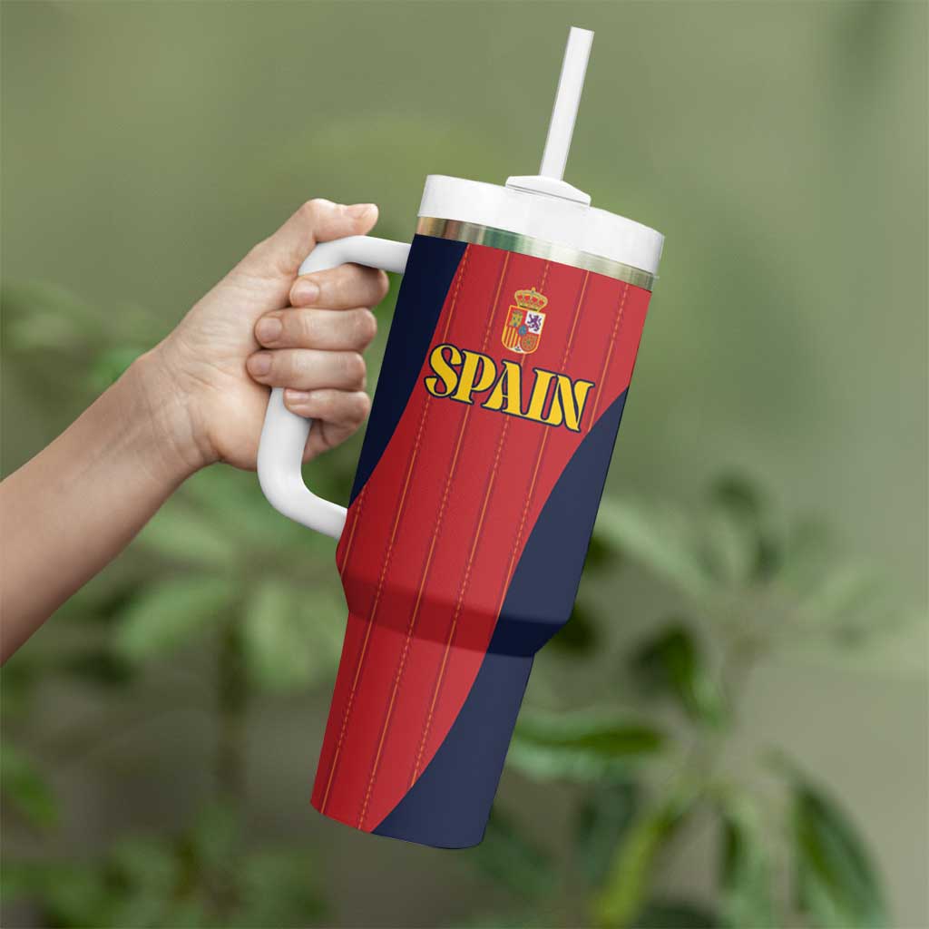 Custom Spain Football Tumbler With Handle La Roja National Pride