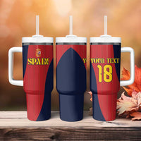 Custom Spain Football Tumbler With Handle La Roja National Pride