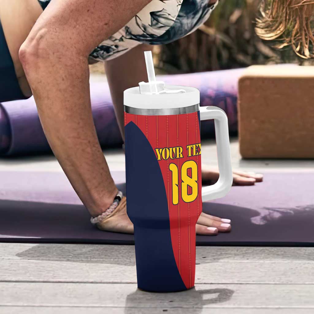 Custom Spain Football Tumbler With Handle La Roja National Pride