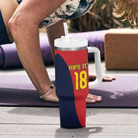 Custom Spain Football Tumbler With Handle La Roja National Pride