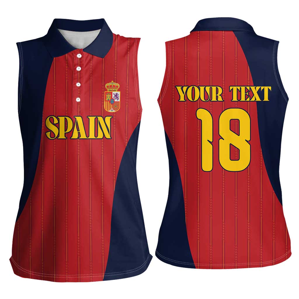 Custom Spain Football Women Sleeveless Polo Shirt La Roja National Pride