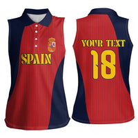 Custom Spain Football Women Sleeveless Polo Shirt La Roja National Pride