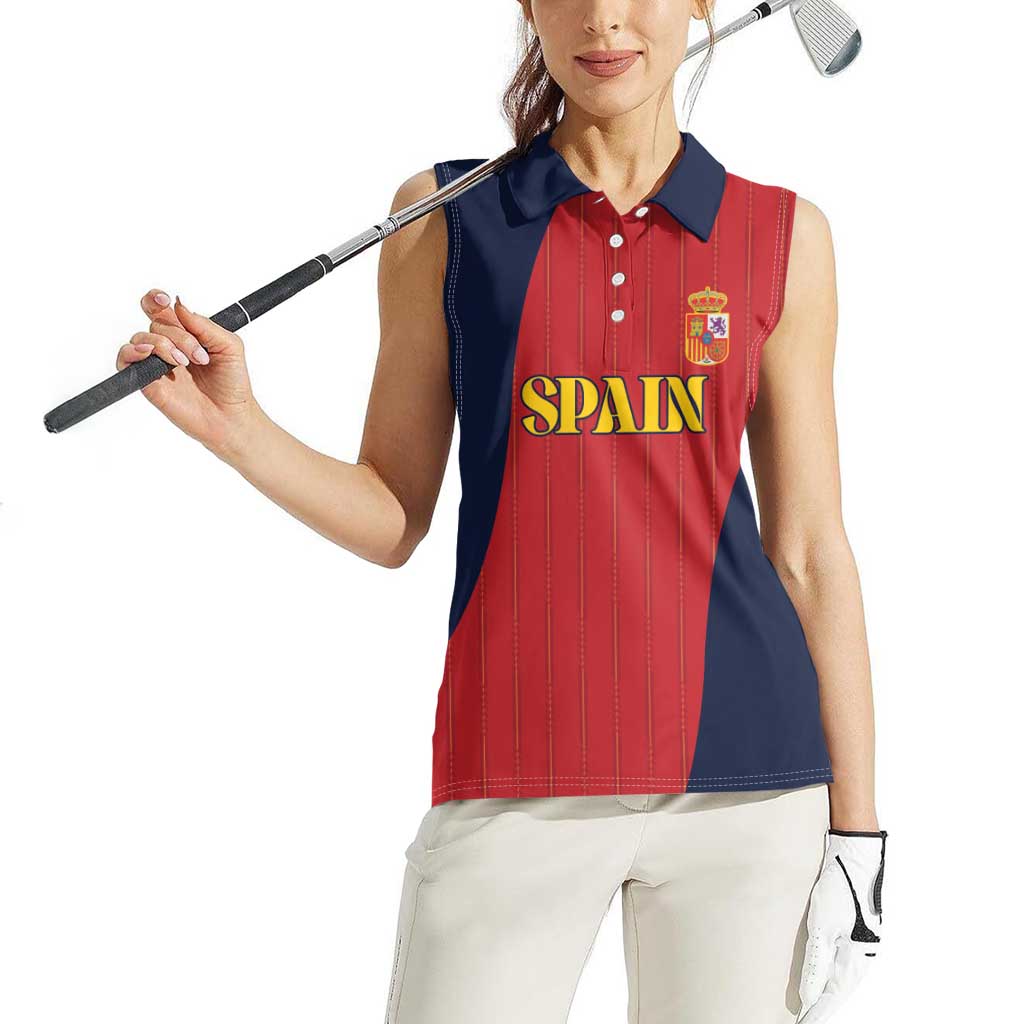 Custom Spain Football Women Sleeveless Polo Shirt La Roja National Pride