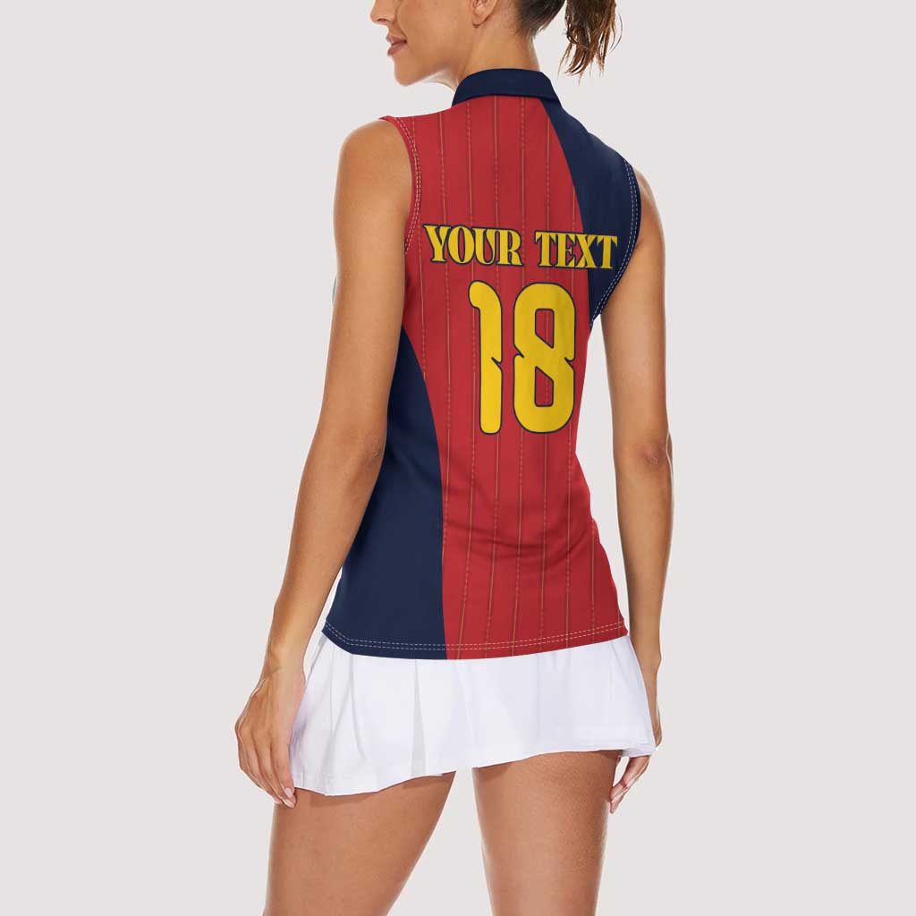 Custom Spain Football Women Sleeveless Polo Shirt La Roja National Pride
